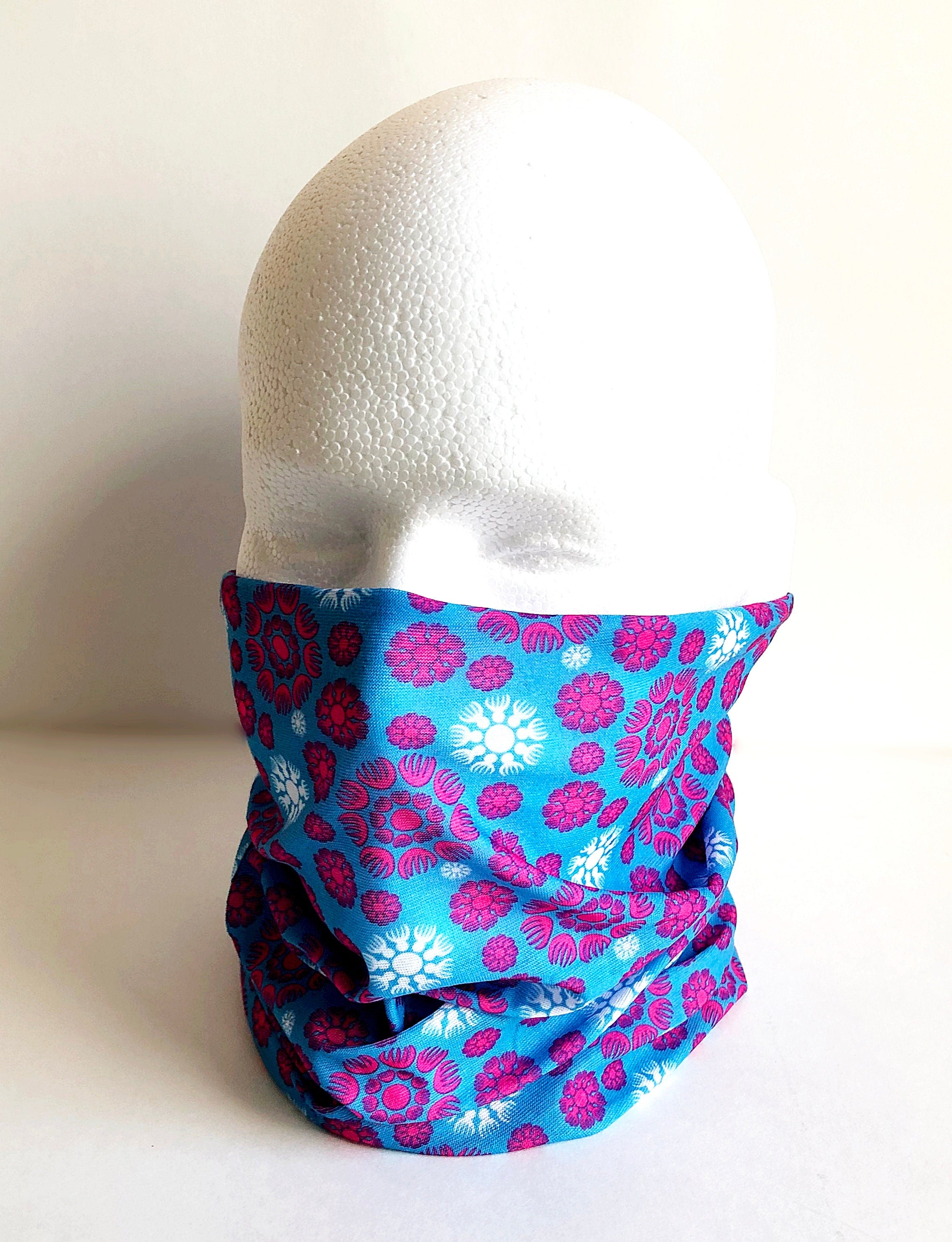 Small Flowers n Blue Face Mask Scarf Multi Functional Seamless Protective Covering Elastic Neck Gaiter Bandana Breathable Balaclava Head 202